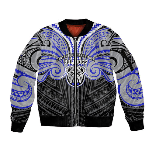 Custom Canterbury-Bankstown Bulldogs Sleeve Zip Bomber Jacket Bulldog Warrior Polynesia Islander Rugby Mascot