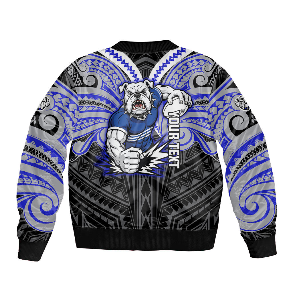 Custom Canterbury-Bankstown Bulldogs Sleeve Zip Bomber Jacket Bulldog Warrior Polynesia Islander Rugby Mascot