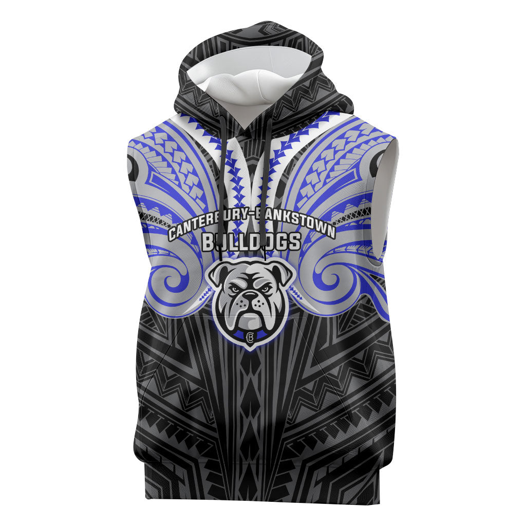 Custom Canterbury-Bankstown Bulldogs Sleeveless Hoodie Bulldog Warrior Polynesia Islander Rugby Mascot
