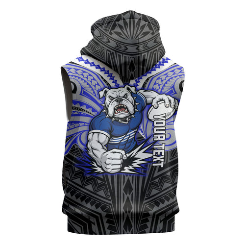 Custom Canterbury-Bankstown Bulldogs Sleeveless Hoodie Bulldog Warrior Polynesia Islander Rugby Mascot