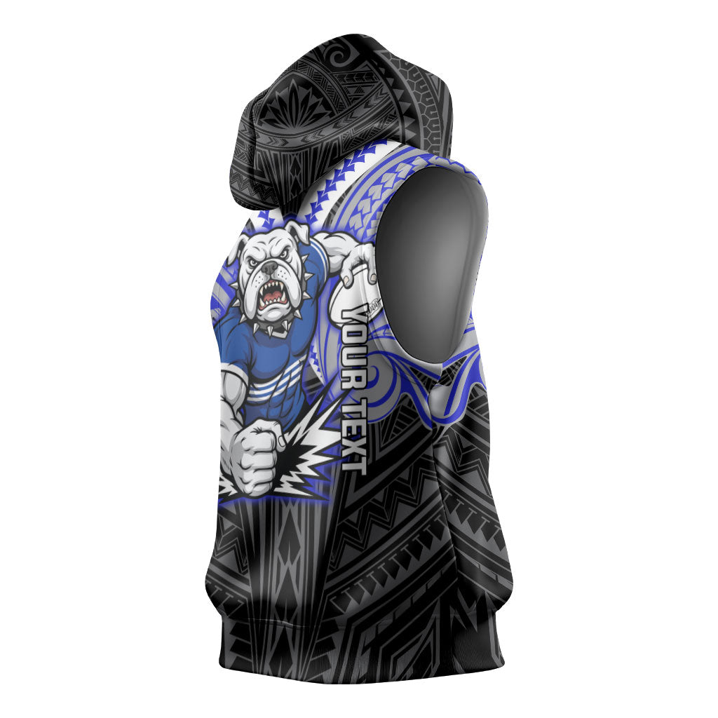Custom Canterbury-Bankstown Bulldogs Sleeveless Hoodie Bulldog Warrior Polynesia Islander Rugby Mascot