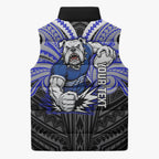 Custom Canterbury-Bankstown Bulldogs Sleeveless Puffer Jacket Bulldog Warrior Polynesia Islander Rugby Mascot