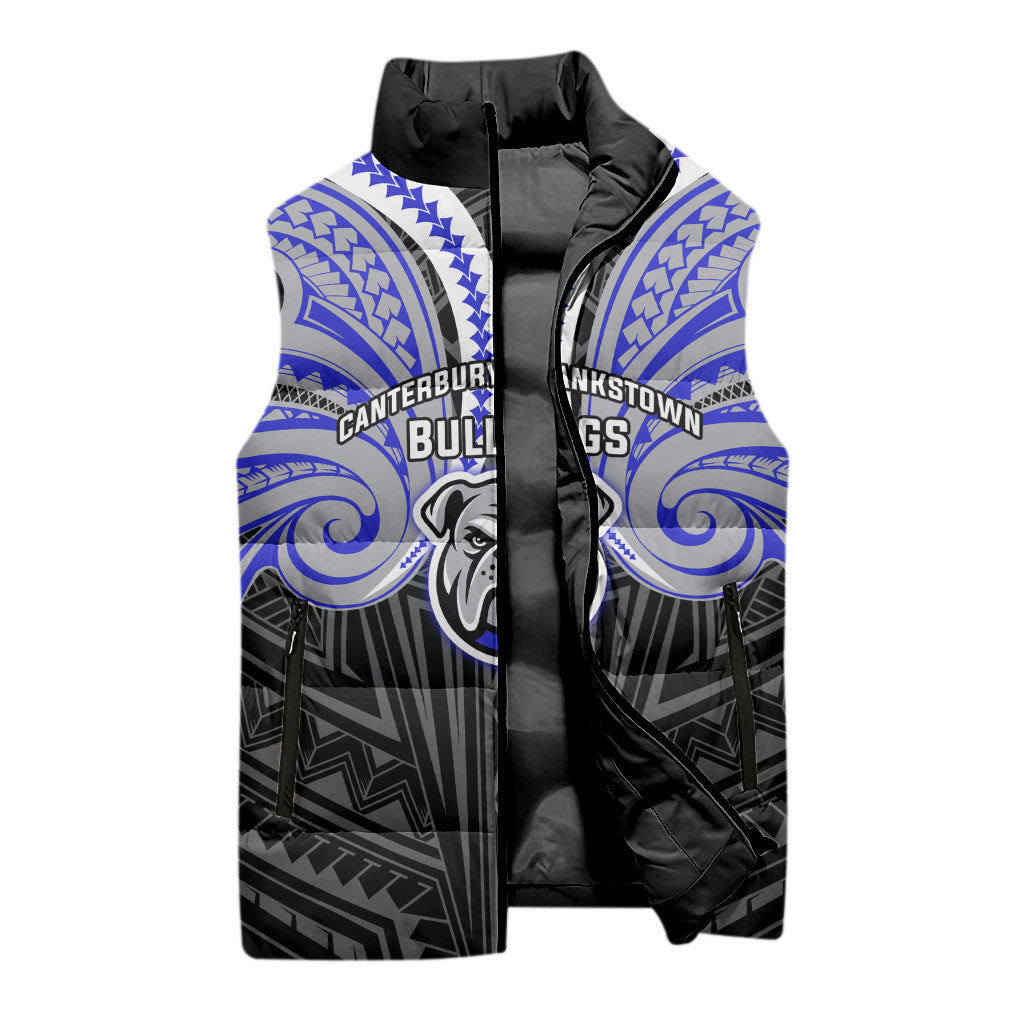Custom Canterbury-Bankstown Bulldogs Sleeveless Puffer Jacket Bulldog Warrior Polynesia Islander Rugby Mascot