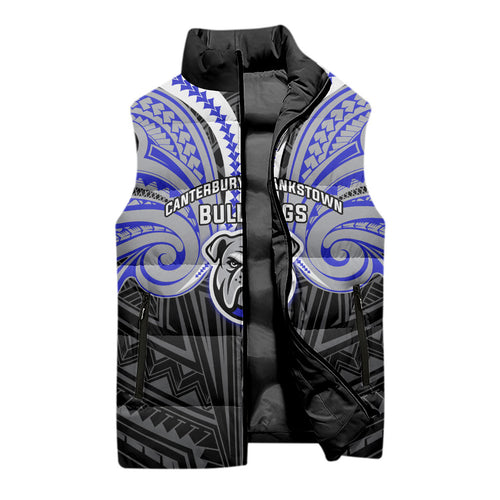 Custom Canterbury-Bankstown Bulldogs Sleeveless Puffer Jacket Bulldog Warrior Polynesia Islander Rugby Mascot