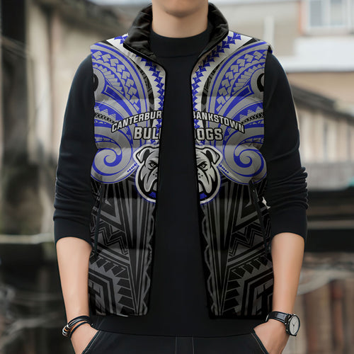 Custom Canterbury-Bankstown Bulldogs Sleeveless Puffer Jacket Bulldog Warrior Polynesia Islander Rugby Mascot