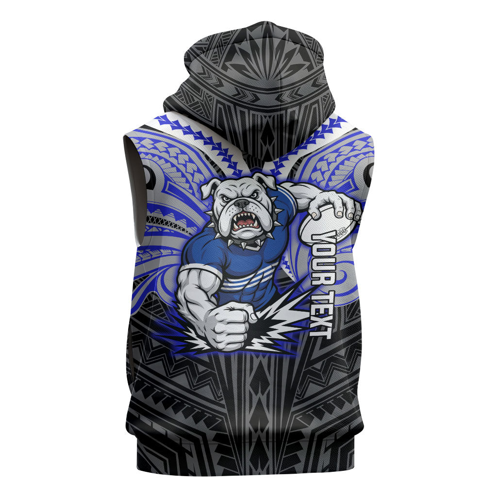 Custom Canterbury-Bankstown Bulldogs Sleeveless Zip Hoodie Bulldog Warrior Polynesia Islander Rugby Mascot