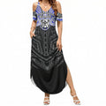 Custom Canterbury-Bankstown Bulldogs Summer Maxi Dress Bulldog Warrior Polynesia Islander Rugby Mascot