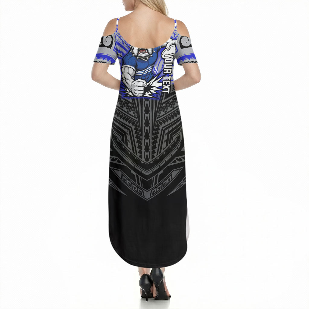 Custom Canterbury-Bankstown Bulldogs Summer Maxi Dress Bulldog Warrior Polynesia Islander Rugby Mascot