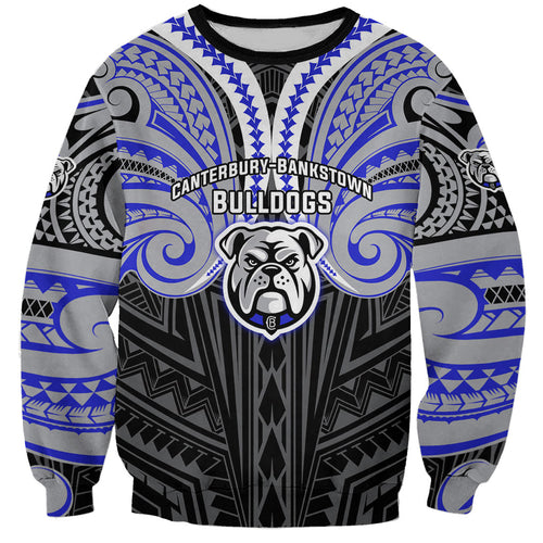 Custom Canterbury-Bankstown Bulldogs Sweatshirt Bulldog Warrior Polynesia Islander Rugby Mascot