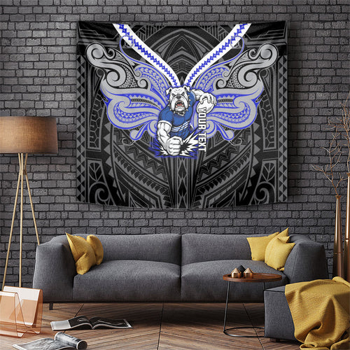 Custom Canterbury-Bankstown Bulldogs Tapestry Bulldog Warrior Polynesia Islander Rugby Mascot