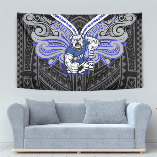 Custom Canterbury-Bankstown Bulldogs Tapestry Bulldog Warrior Polynesia Islander Rugby Mascot