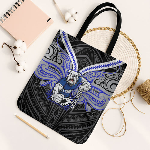 Custom Canterbury-Bankstown Bulldogs Tote Bag Bulldog Warrior Polynesia Islander Rugby Mascot