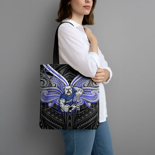 Custom Canterbury-Bankstown Bulldogs Tote Bag Bulldog Warrior Polynesia Islander Rugby Mascot