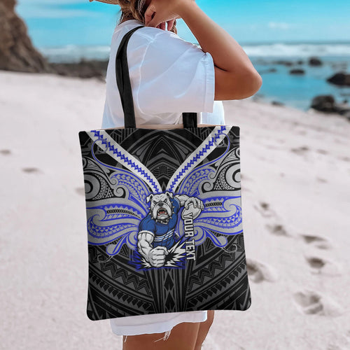 Custom Canterbury-Bankstown Bulldogs Tote Bag Bulldog Warrior Polynesia Islander Rugby Mascot