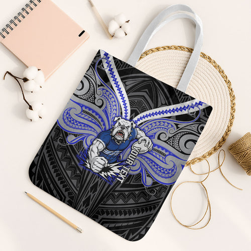 Custom Canterbury-Bankstown Bulldogs Tote Bag Bulldog Warrior Polynesia Islander Rugby Mascot