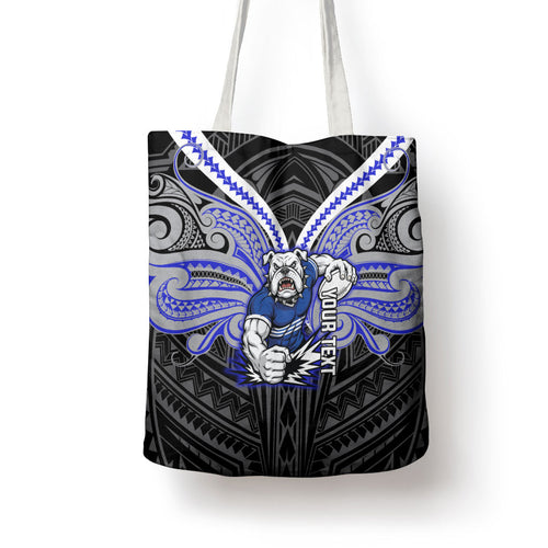 Custom Canterbury-Bankstown Bulldogs Tote Bag Bulldog Warrior Polynesia Islander Rugby Mascot