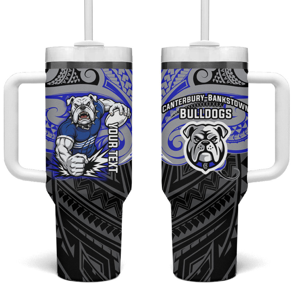 Custom Canterbury-Bankstown Bulldogs Tumbler With Handle Bulldog Warrior Polynesia Islander Rugby Mascot