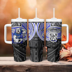 Custom Canterbury-Bankstown Bulldogs Tumbler With Handle Bulldog Warrior Polynesia Islander Rugby Mascot