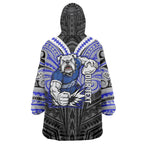 Custom Canterbury-Bankstown Bulldogs Wearable Blanket Hoodie Bulldog Warrior Polynesia Islander Rugby Mascot