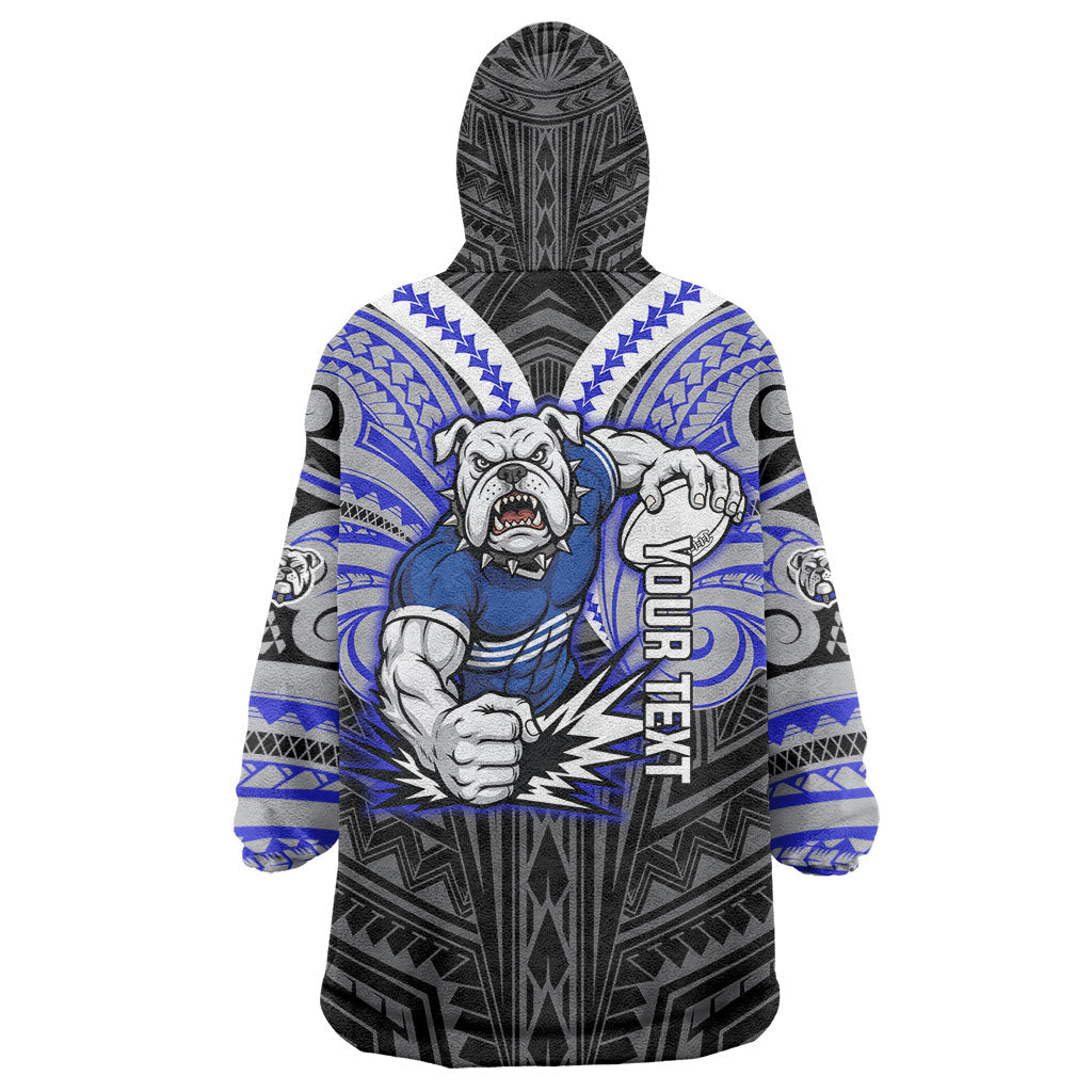 Custom Canterbury-Bankstown Bulldogs Wearable Blanket Hoodie Bulldog Warrior Polynesia Islander Rugby Mascot