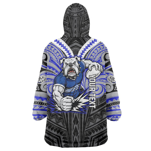 Custom Canterbury-Bankstown Bulldogs Wearable Blanket Hoodie Bulldog Warrior Polynesia Islander Rugby Mascot