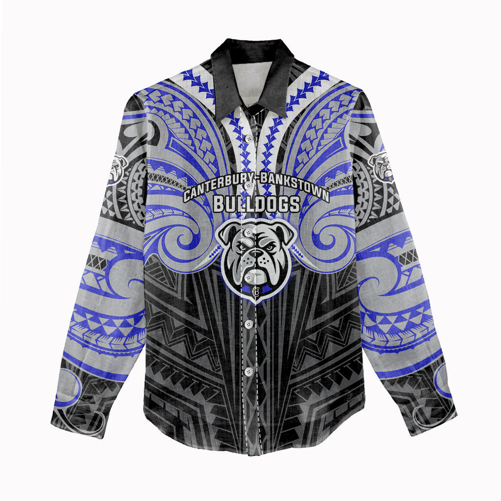 Custom Canterbury-Bankstown Bulldogs Women Casual Shirt Bulldog Warrior Polynesia Islander Rugby Mascot