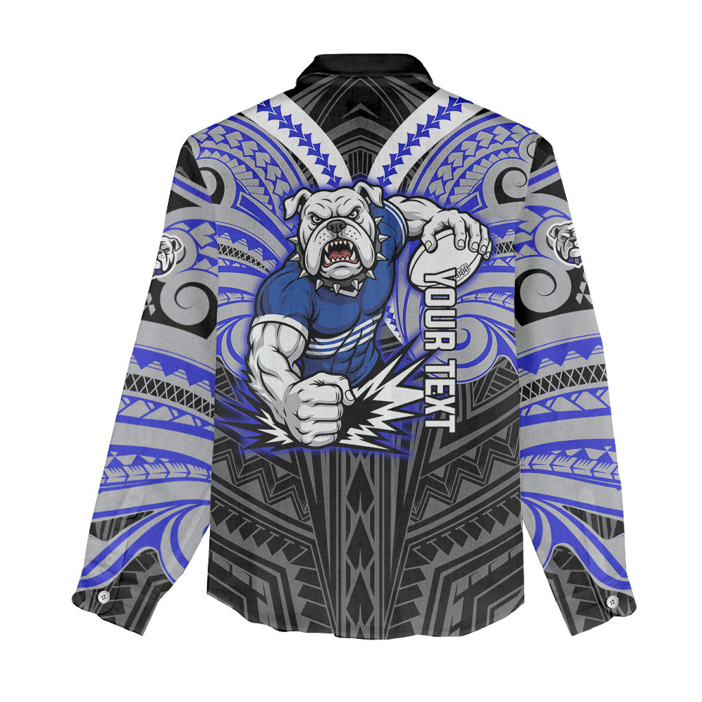 Custom Canterbury-Bankstown Bulldogs Women Casual Shirt Bulldog Warrior Polynesia Islander Rugby Mascot