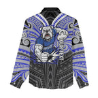 Custom Canterbury-Bankstown Bulldogs Women Casual Shirt Bulldog Warrior Polynesia Islander Rugby Mascot