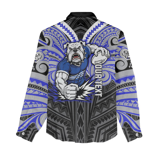 Custom Canterbury-Bankstown Bulldogs Women Casual Shirt Bulldog Warrior Polynesia Islander Rugby Mascot