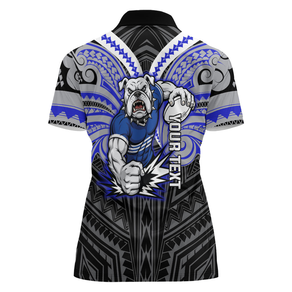 Custom Canterbury-Bankstown Bulldogs Women Polo Shirt Bulldog Warrior Polynesia Islander Rugby Mascot