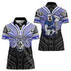 Custom Canterbury-Bankstown Bulldogs Women Polo Shirt Bulldog Warrior Polynesia Islander Rugby Mascot
