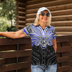 Custom Canterbury-Bankstown Bulldogs Women Polo Shirt Bulldog Warrior Polynesia Islander Rugby Mascot
