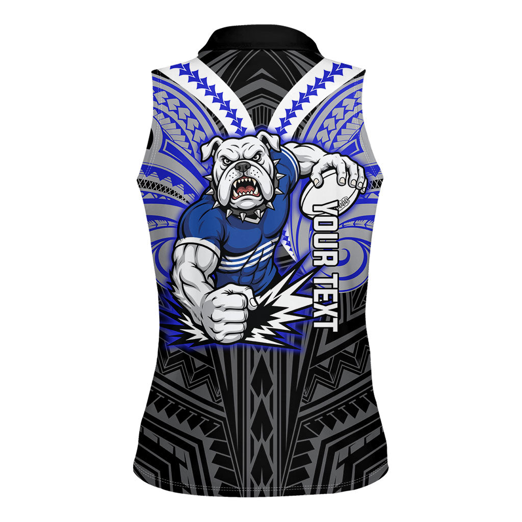 Custom Canterbury-Bankstown Bulldogs Women Sleeveless Polo Shirt Bulldog Warrior Polynesia Islander Rugby Mascot