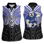 Custom Canterbury-Bankstown Bulldogs Women Sleeveless Polo Shirt Bulldog Warrior Polynesia Islander Rugby Mascot