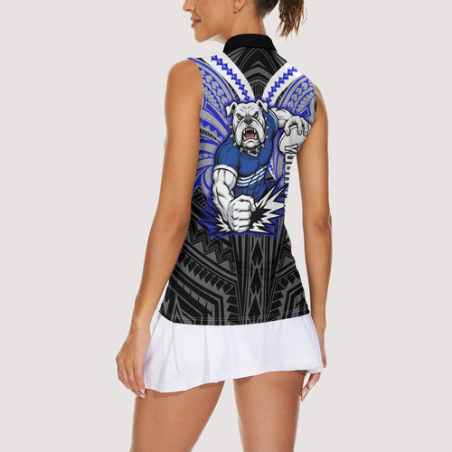 Custom Canterbury-Bankstown Bulldogs Women Sleeveless Polo Shirt Bulldog Warrior Polynesia Islander Rugby Mascot