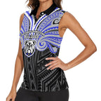 Custom Canterbury-Bankstown Bulldogs Women Sleeveless Polo Shirt Bulldog Warrior Polynesia Islander Rugby Mascot