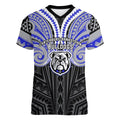 Custom Canterbury-Bankstown Bulldogs Women V-Neck T-Shirt Bulldog Warrior Polynesia Islander Rugby Mascot