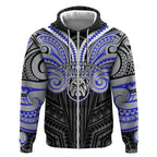 Custom Canterbury-Bankstown Bulldogs Zip Hoodie Bulldog Warrior Polynesia Islander Rugby Mascot