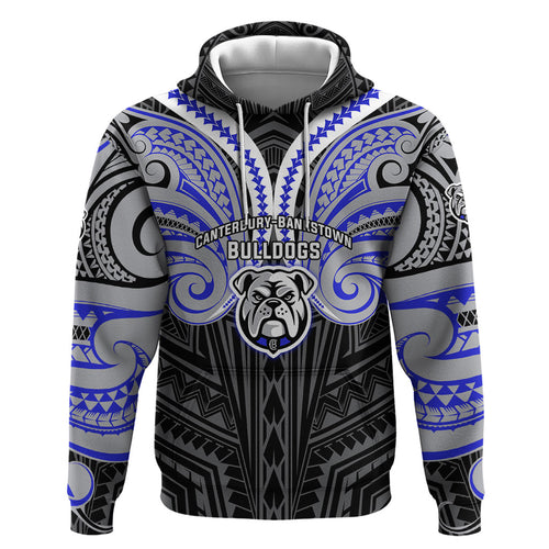 Custom Canterbury-Bankstown Bulldogs Zip Hoodie Bulldog Warrior Polynesia Islander Rugby Mascot