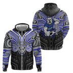 Custom Canterbury-Bankstown Bulldogs Zip Hoodie Bulldog Warrior Polynesia Islander Rugby Mascot