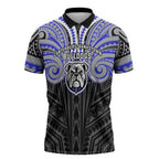 Custom Canterbury-Bankstown Bulldogs Zipper Polo Shirt Bulldog Warrior Polynesia Islander Rugby Mascot