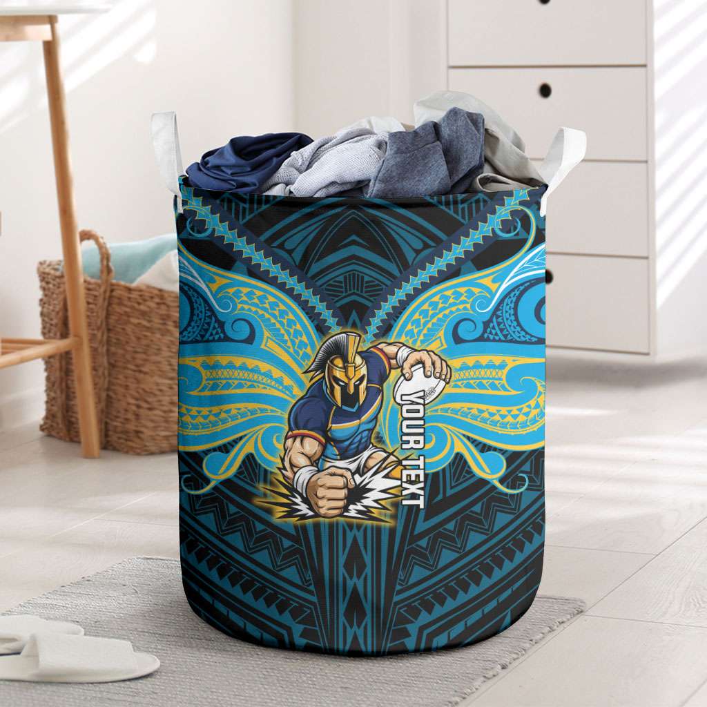 Custom Gold Coast Titans Laundry Basket Titan Warrior Polynesia Islander Rugby Mascot