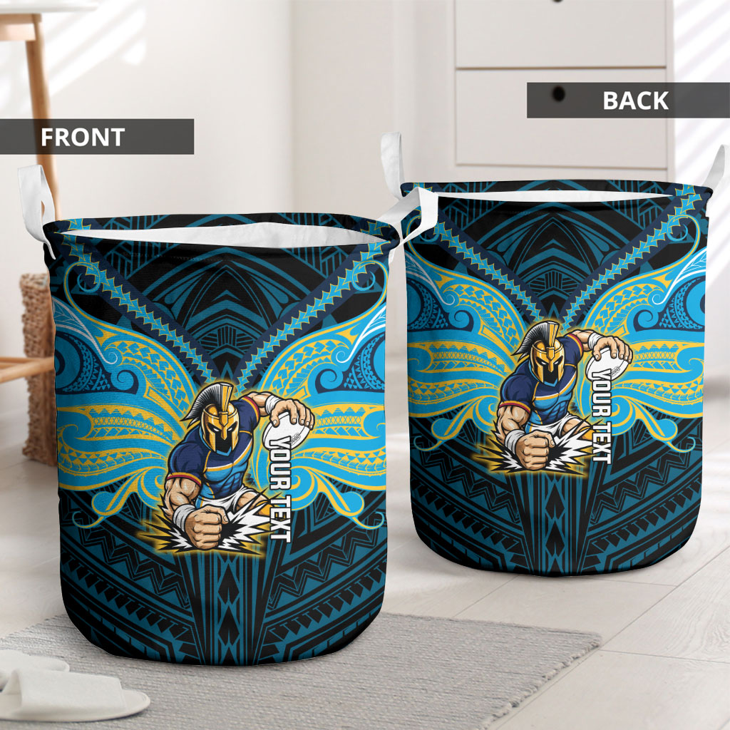 Custom Gold Coast Titans Laundry Basket Titan Warrior Polynesia Islander Rugby Mascot