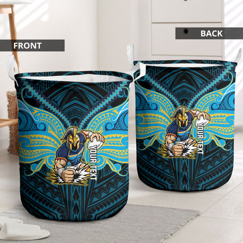 Custom Gold Coast Titans Laundry Basket Titan Warrior Polynesia Islander Rugby Mascot