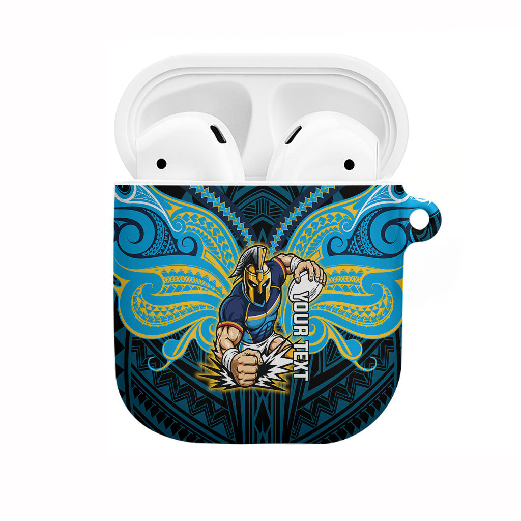 Custom Gold Coast Titans AirPods Case Titan Warrior Polynesia Islander Rugby Mascot