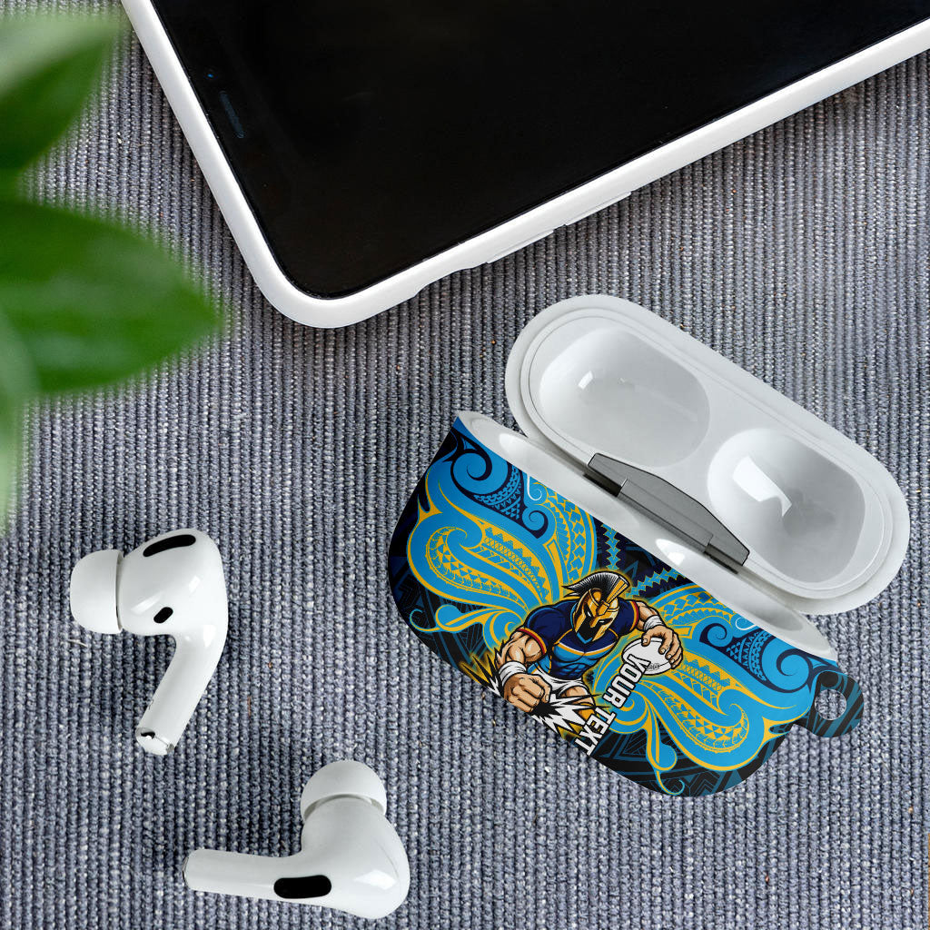 Custom Gold Coast Titans AirPods Case Titan Warrior Polynesia Islander Rugby Mascot
