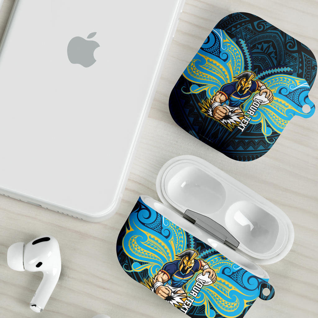 Custom Gold Coast Titans AirPods Case Titan Warrior Polynesia Islander Rugby Mascot