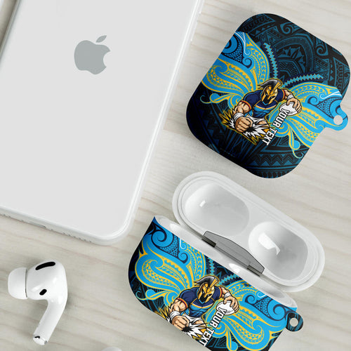 Custom Gold Coast Titans AirPods Case Titan Warrior Polynesia Islander Rugby Mascot