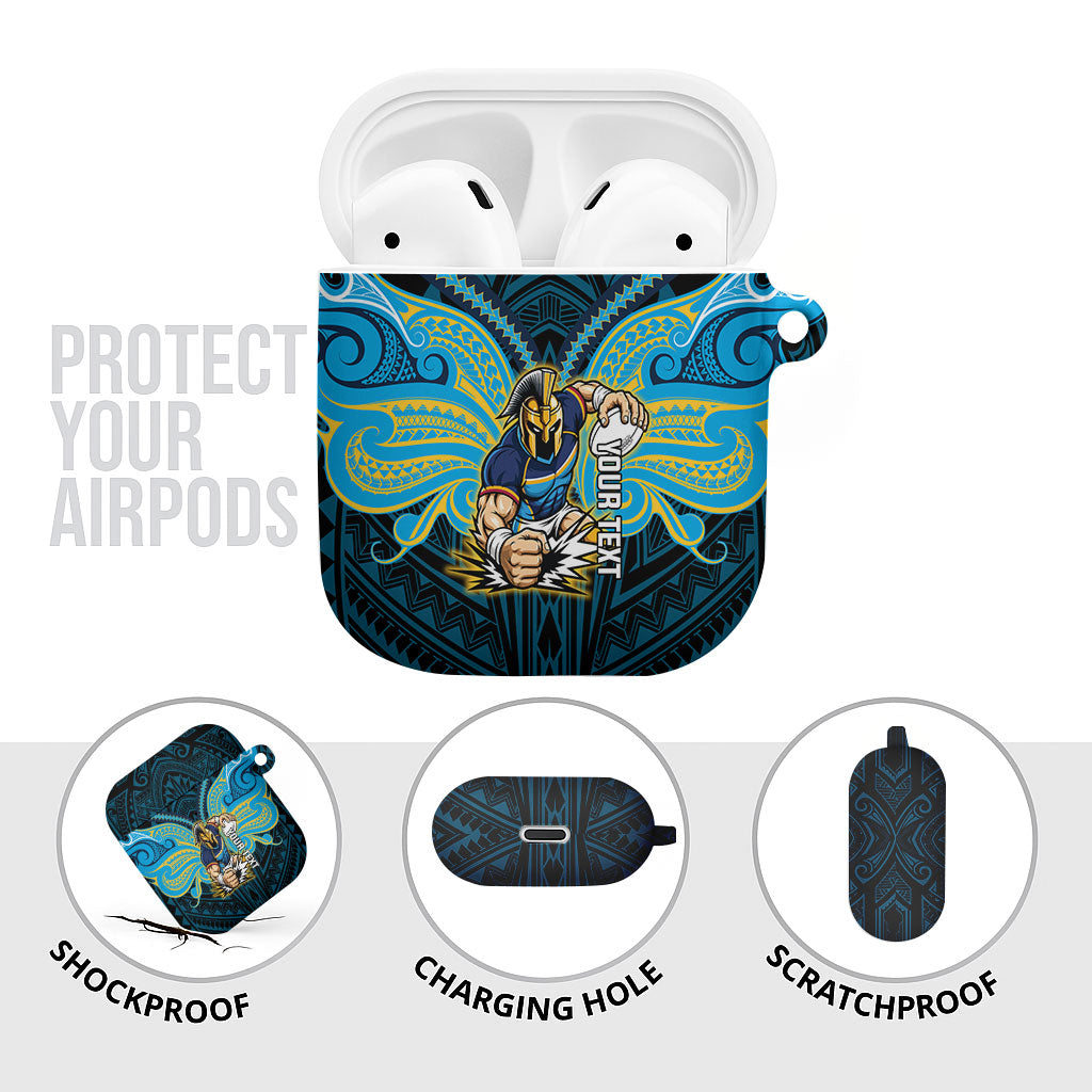 Custom Gold Coast Titans AirPods Case Titan Warrior Polynesia Islander Rugby Mascot