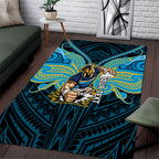Custom Gold Coast Titans Area Rug Titan Warrior Polynesia Islander Rugby Mascot